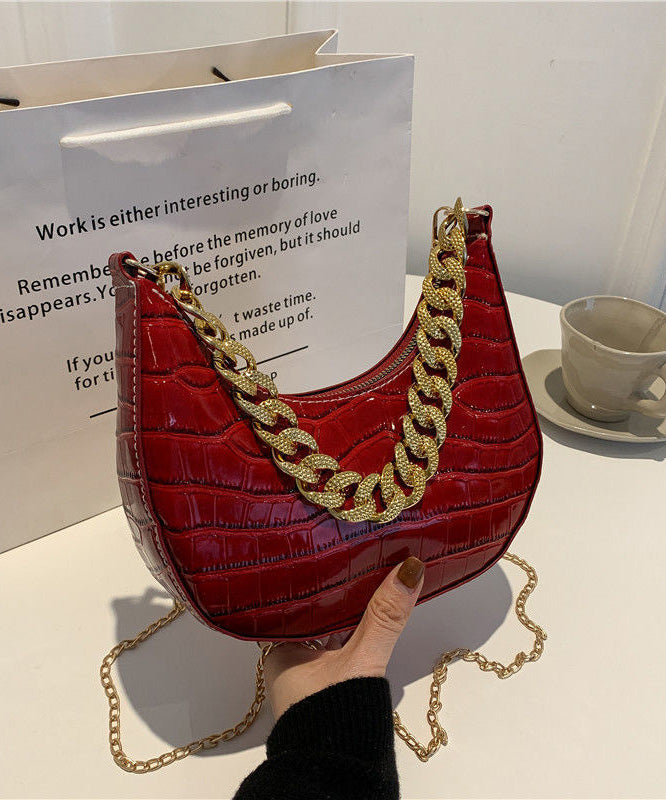 Green Bags Shoulder Chain Modern Leather Faux Linked