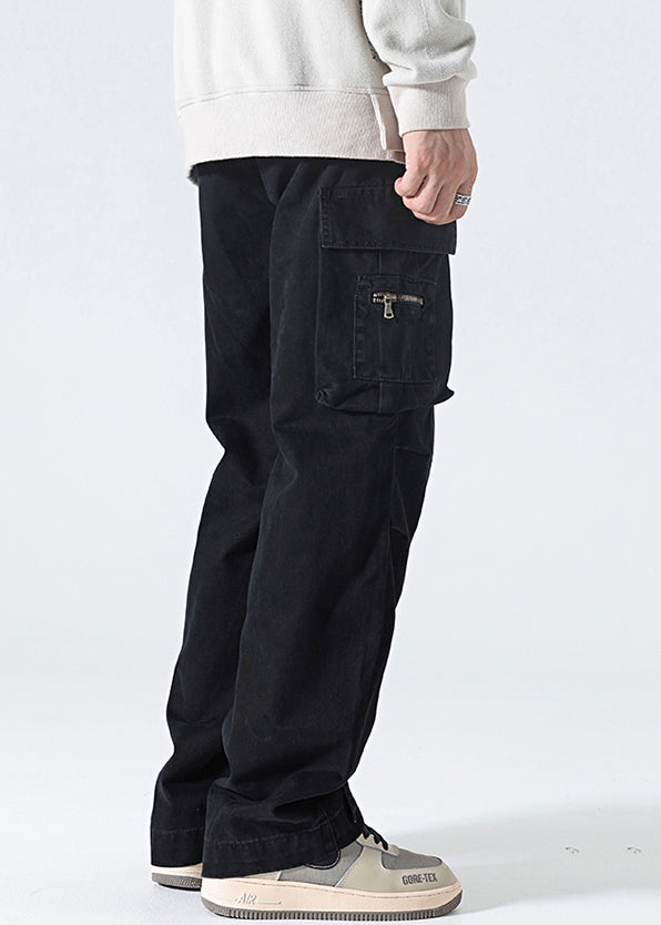 Mens Modern Spring Grey Pants Pockets Cotton Waist High