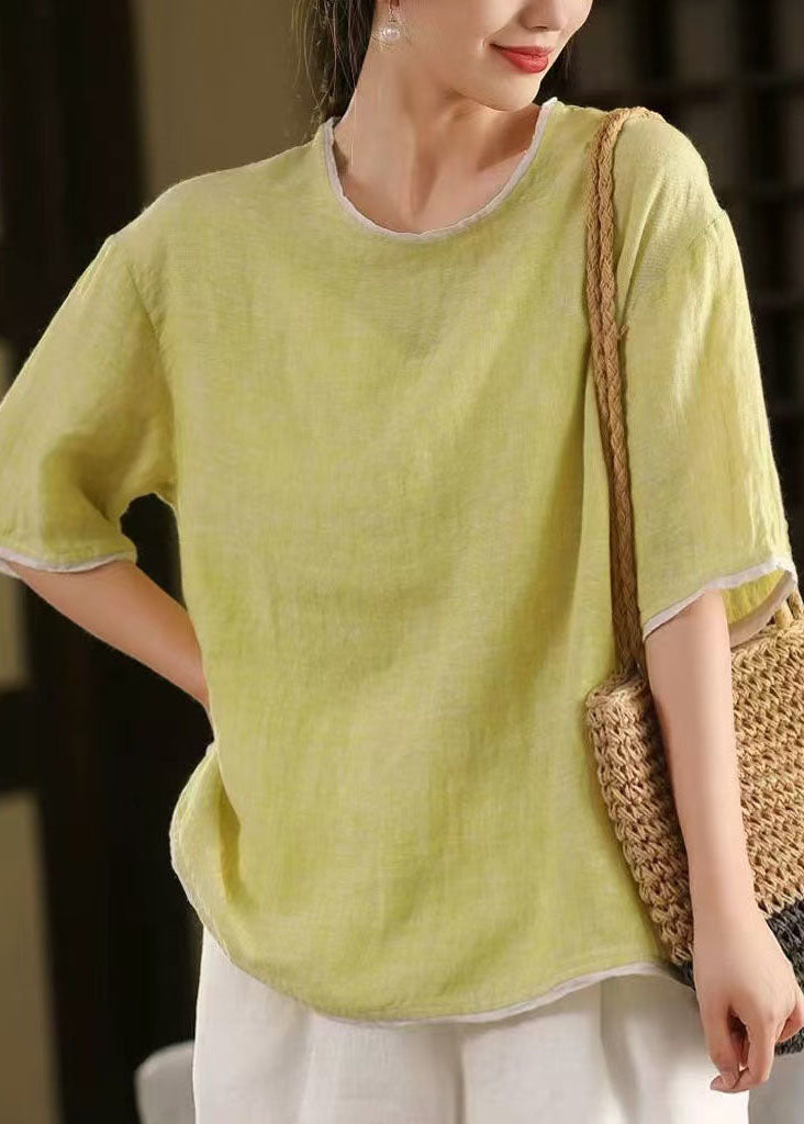Light Oversized Linen Modern Tanks Summer Green Patchwork