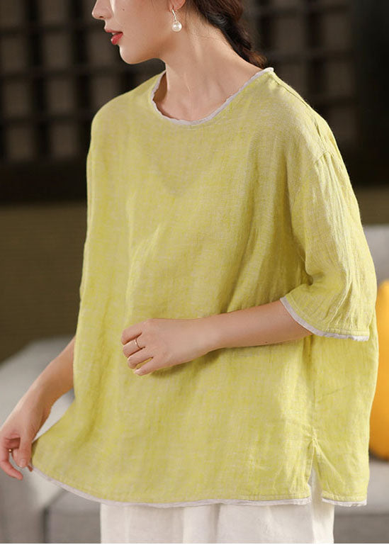 Light Oversized Linen Modern Tanks Summer Green Patchwork