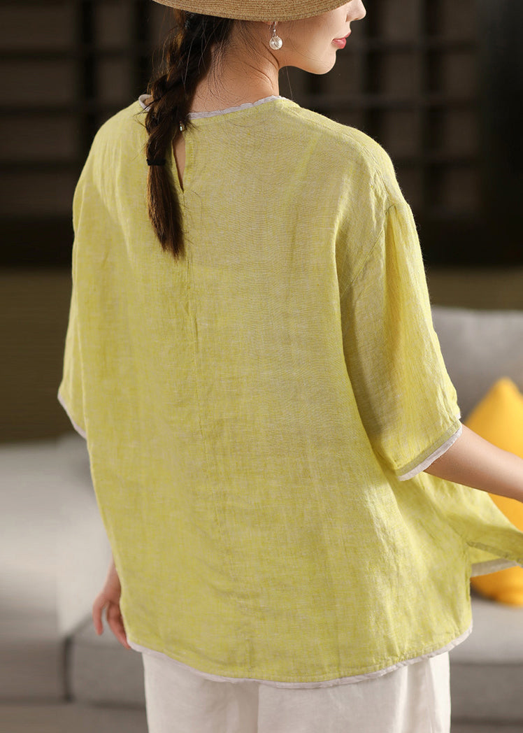 Light Oversized Linen Modern Tanks Summer Green Patchwork