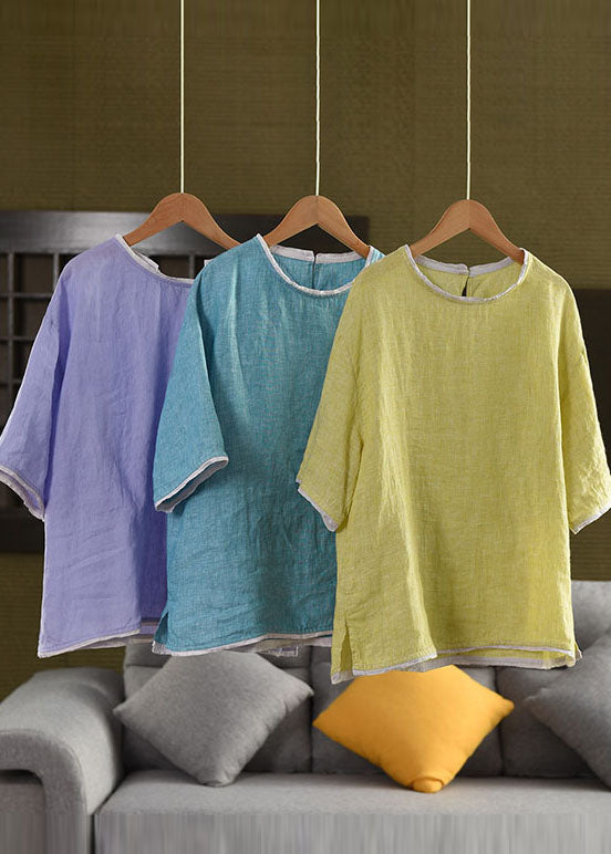 Light Oversized Linen Modern Tanks Summer Green Patchwork