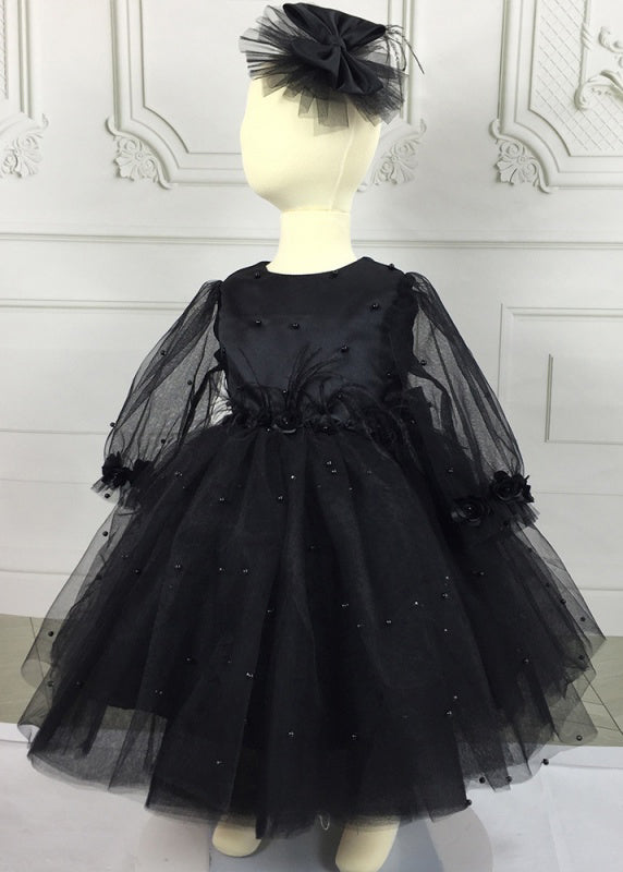 Modern Pink Patchwork Floral Nail Bead Tulle Girls Maxi Dress Fall YG023