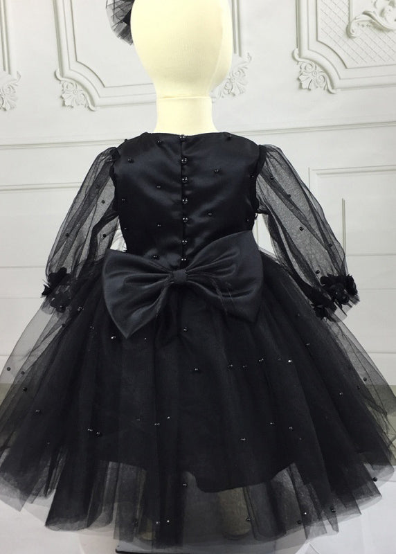 Modern Pink Patchwork Floral Nail Bead Tulle Girls Maxi Dress Fall YG023