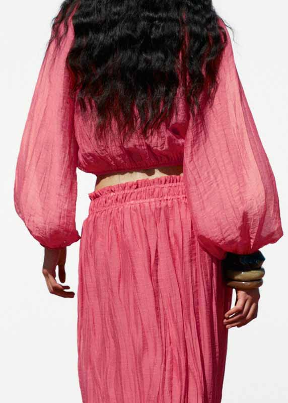 Set Ruffled Fall Patchwork Pieces Two Pink Cotton Modern