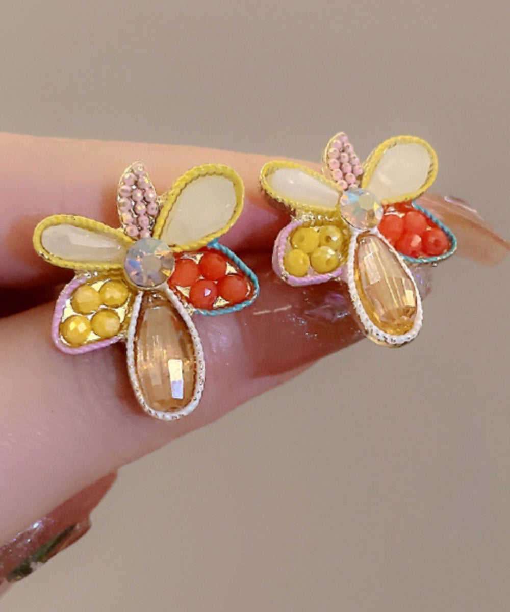 Rainbow Modern Crystal Earrings Acrylic Floral Alloy Stud