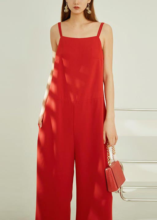 Pants Strap Red Draping Modern Straight Spaghetti Chiffon