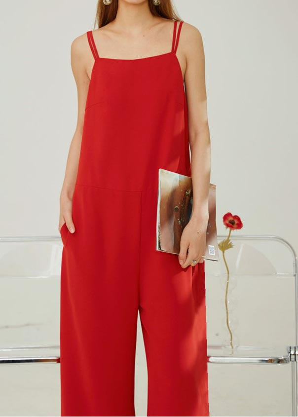 Pants Strap Red Draping Modern Straight Spaghetti Chiffon