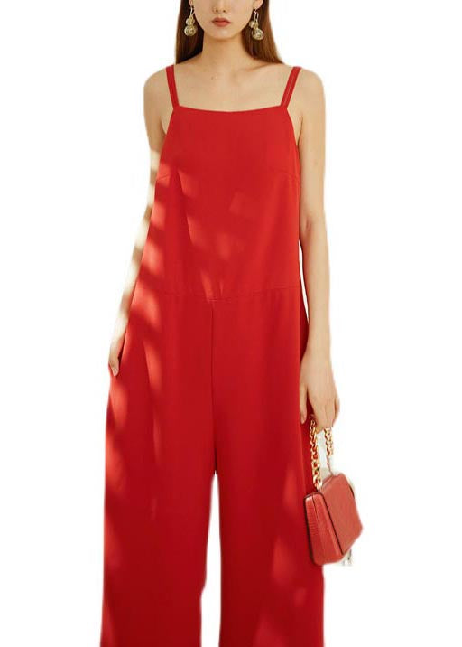 Pants Strap Red Draping Modern Straight Spaghetti Chiffon