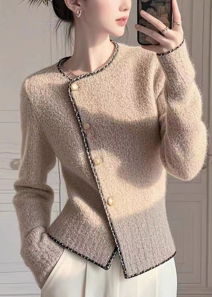 Modern Red O Neck Button Knit Slim Fit Coat Spring YY035