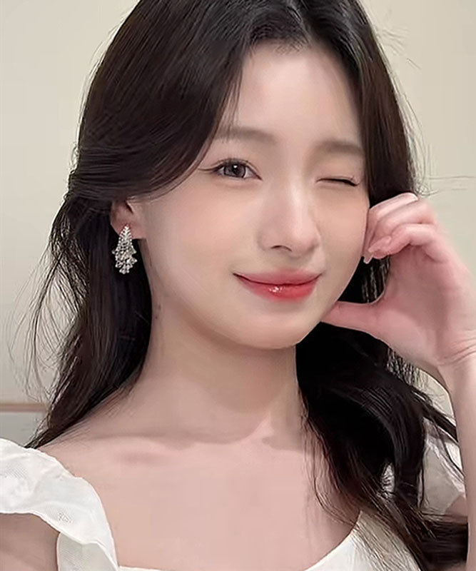 Sterling Zircon Tassel Silk Silver Earrings Fireworks Modern Drop