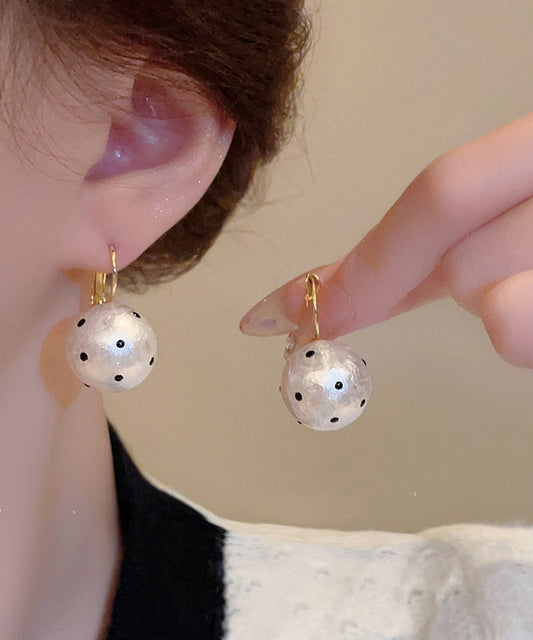 Alloy Modern Dot Hoop Earrings Pearl White Copper Cotton