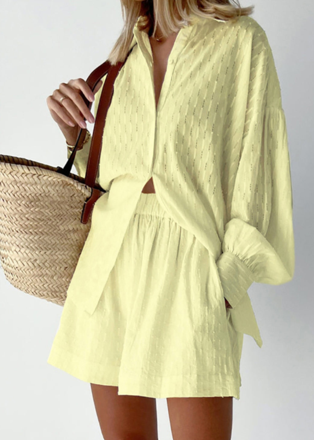 White Piece Modern Oversized Two Cotton Set Outfits Jacquard