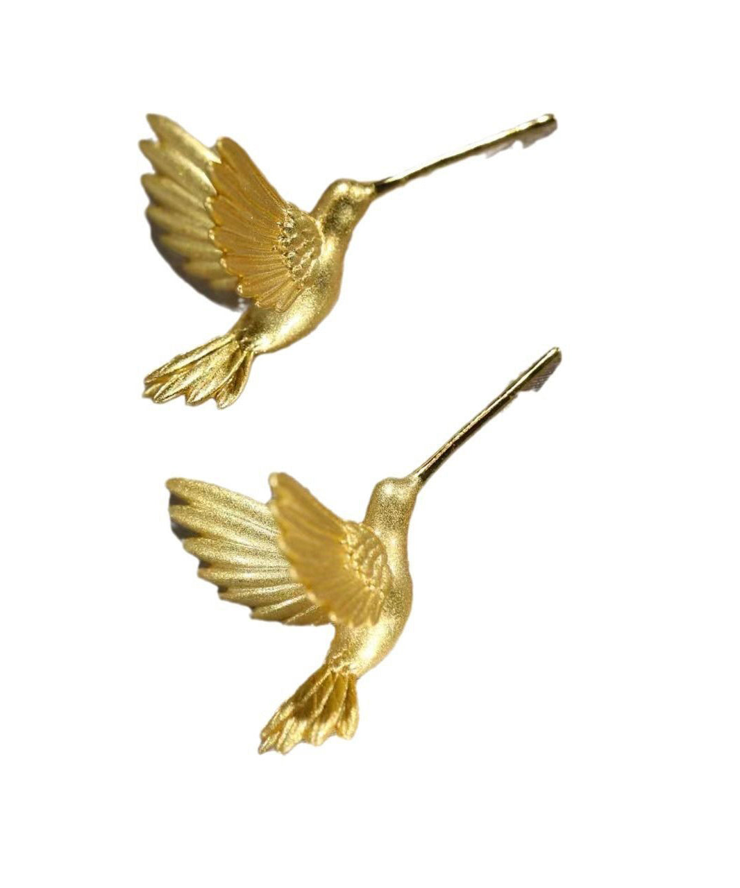 Boucles d'oreilles à tige modernes en argent sterling jaune avec petit oiseau surdoré QQ011