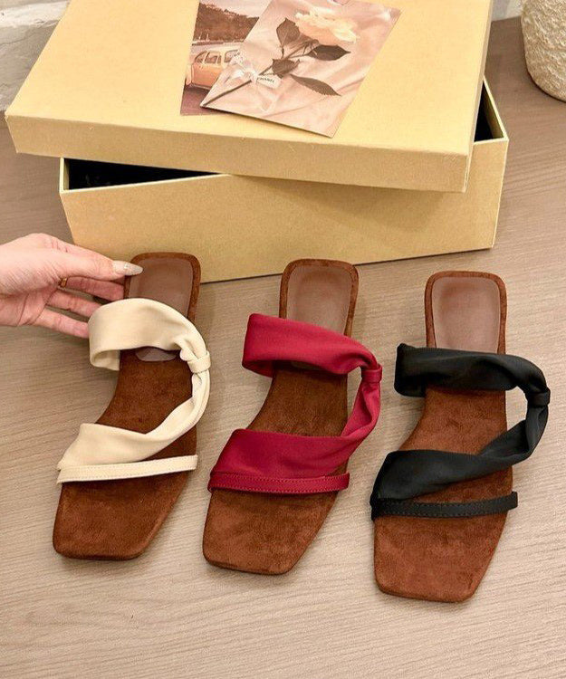 Boutique Sandals Slide Splicing Faux Wedge Mulberry Leather