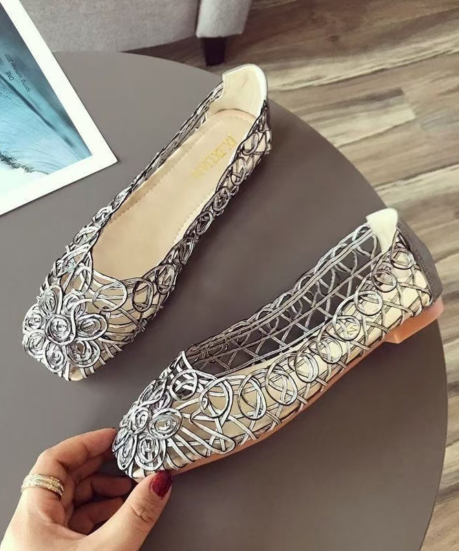 Leather Walking Sandals Art Splicing Faux Mulberry Out Hollow