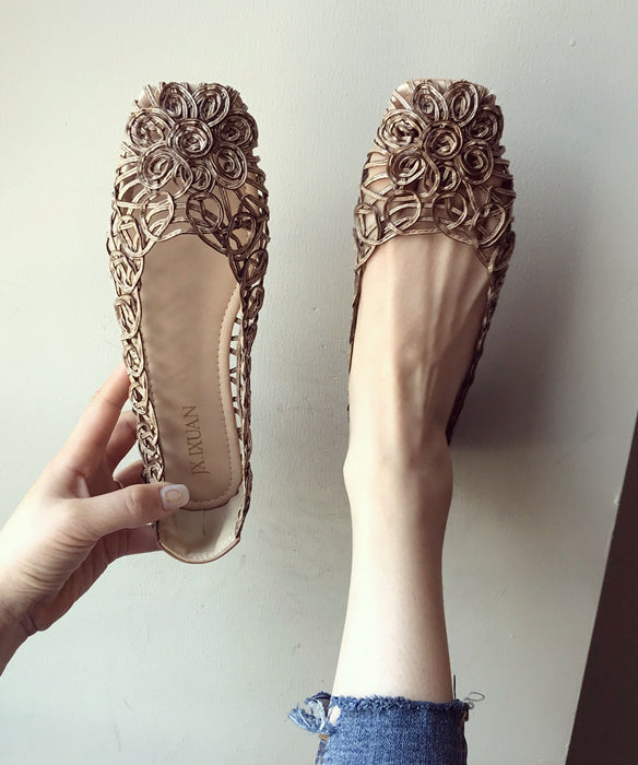 Leather Walking Sandals Art Splicing Faux Mulberry Out Hollow