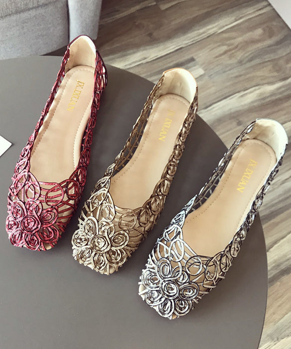 Leather Walking Sandals Art Splicing Faux Mulberry Out Hollow