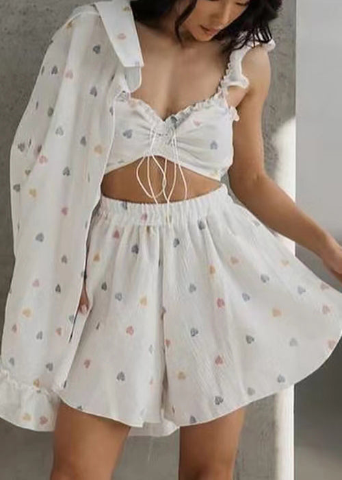 Pajama Oversized Cotton Multicolour 3 Love Summer Sets Print