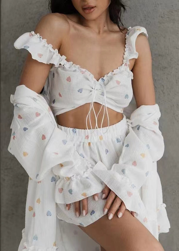 Pajama Oversized Cotton Multicolour 3 Love Summer Sets Print