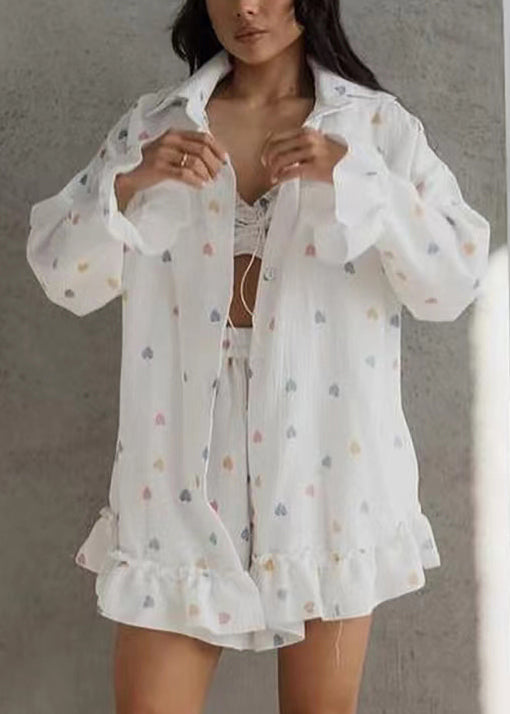 Pajama Oversized Cotton Multicolour 3 Love Summer Sets Print