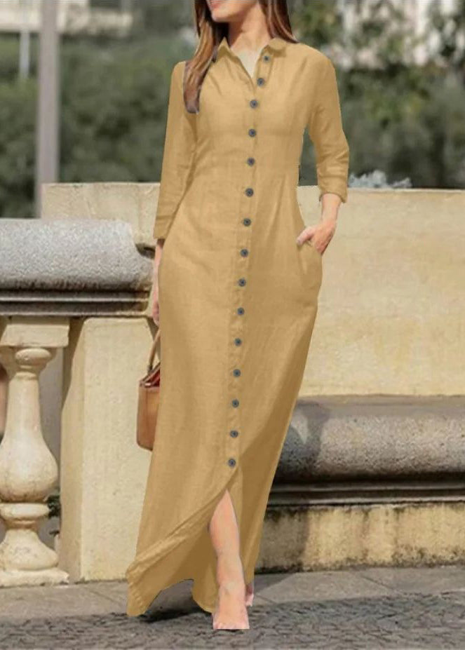 Peter Long Pan Black Collar Shirts Button Dress Fall Natural