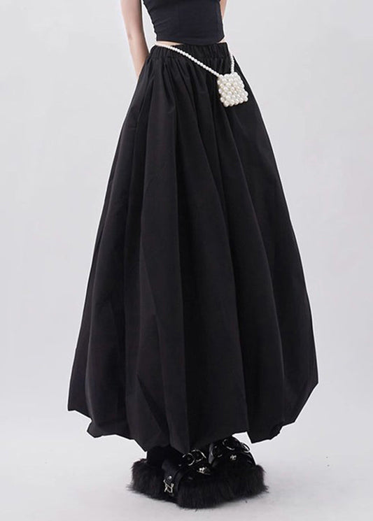 Natural Skirts High Pockets Waist A Line Black Summer