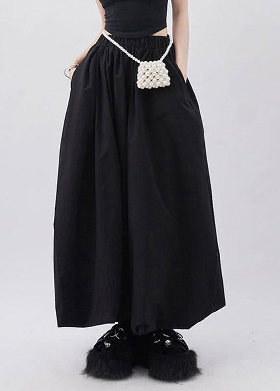 Natural Skirts High Pockets Waist A Line Black Summer