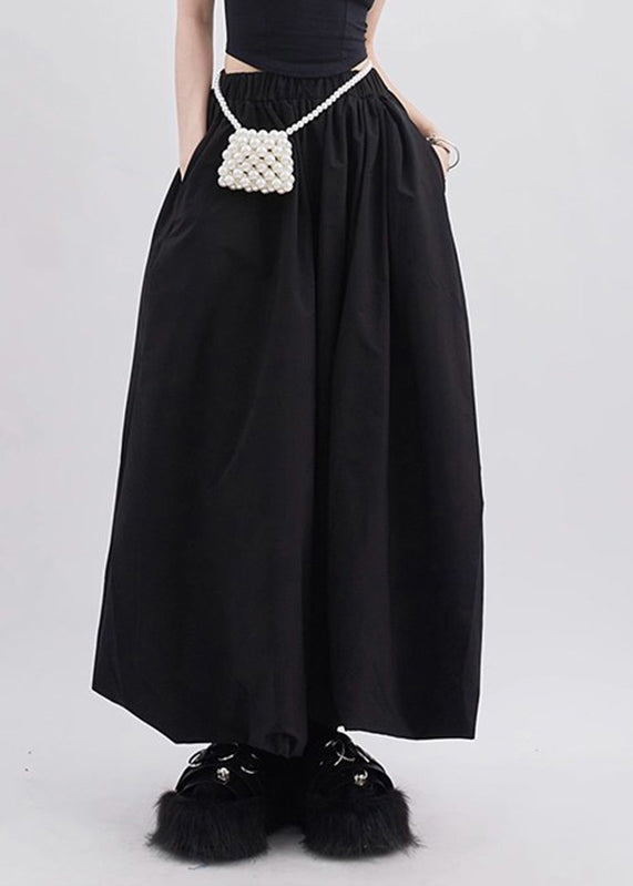 Natural Skirts High Pockets Waist A Line Black Summer
