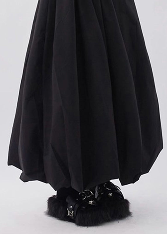 Natural Skirts High Pockets Waist A Line Black Summer