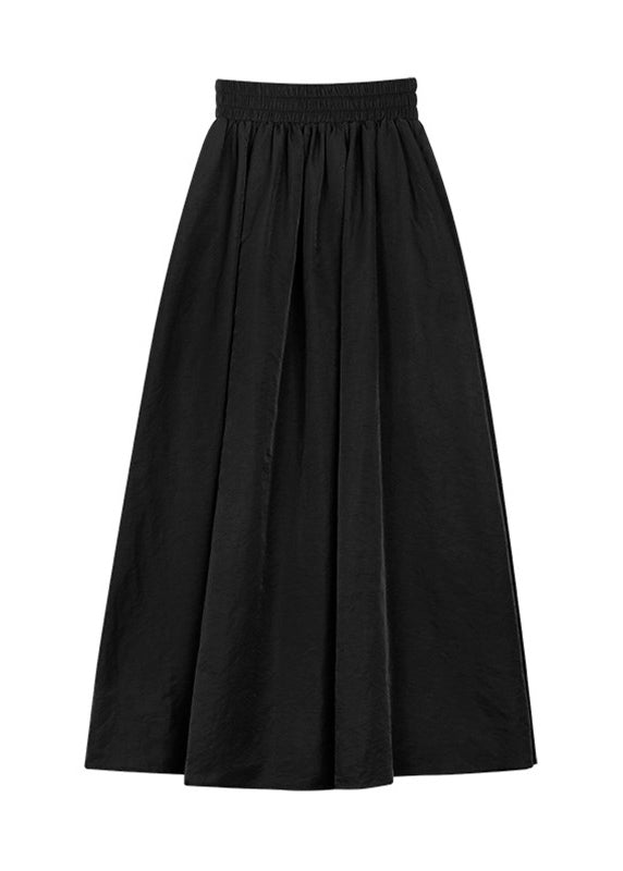 Natural Skirts High Pockets Waist A Line Black Summer