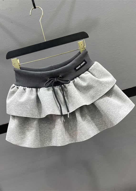 Waist Skirts Grey Natural A Drawstring Line Elastic