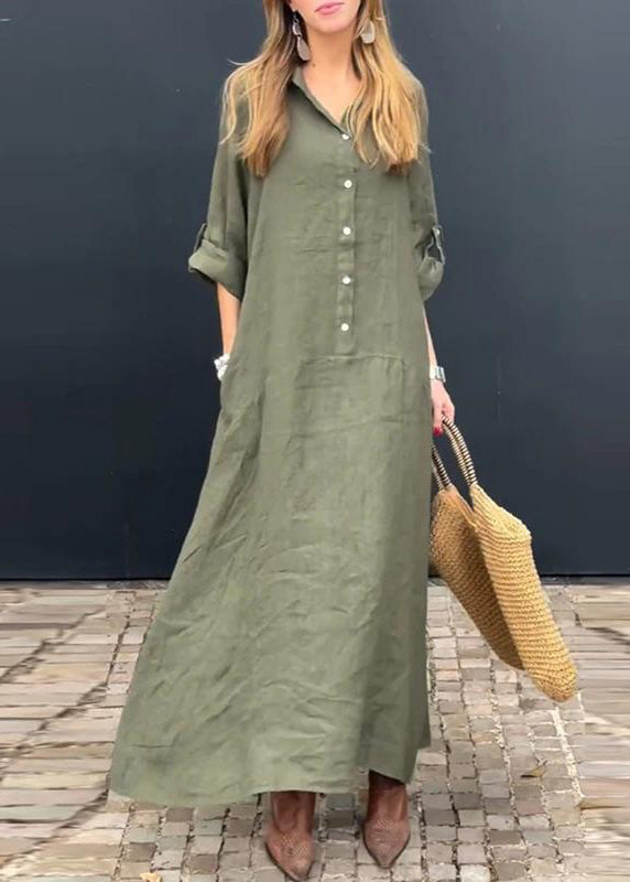 Pink Natural Peter Long Patchwork Dress Pan Collar Fall