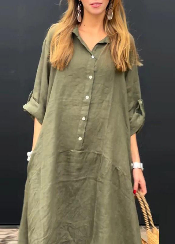 Pink Natural Peter Long Patchwork Dress Pan Collar Fall