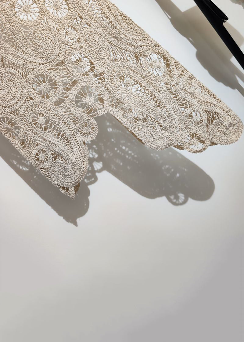 New Vest Asymmetrical Knit Sleeveless Out Apricot Hollow