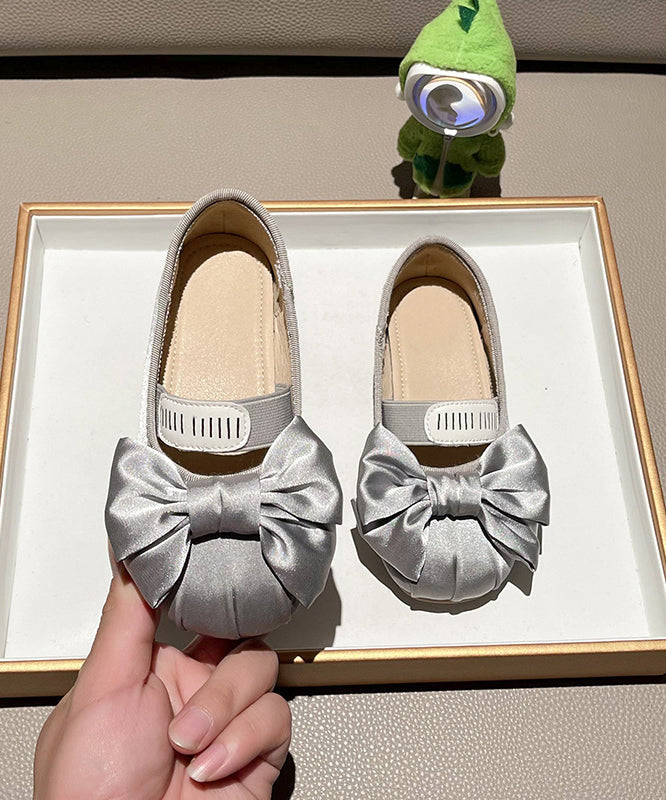 Girls Apricot Bow Flat New Splicing Shoes