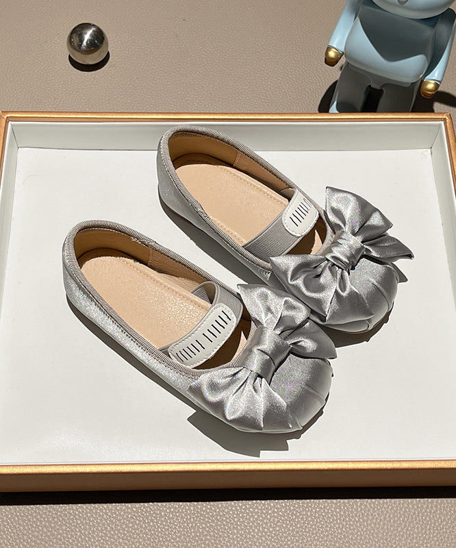 Girls Apricot Bow Flat New Splicing Shoes