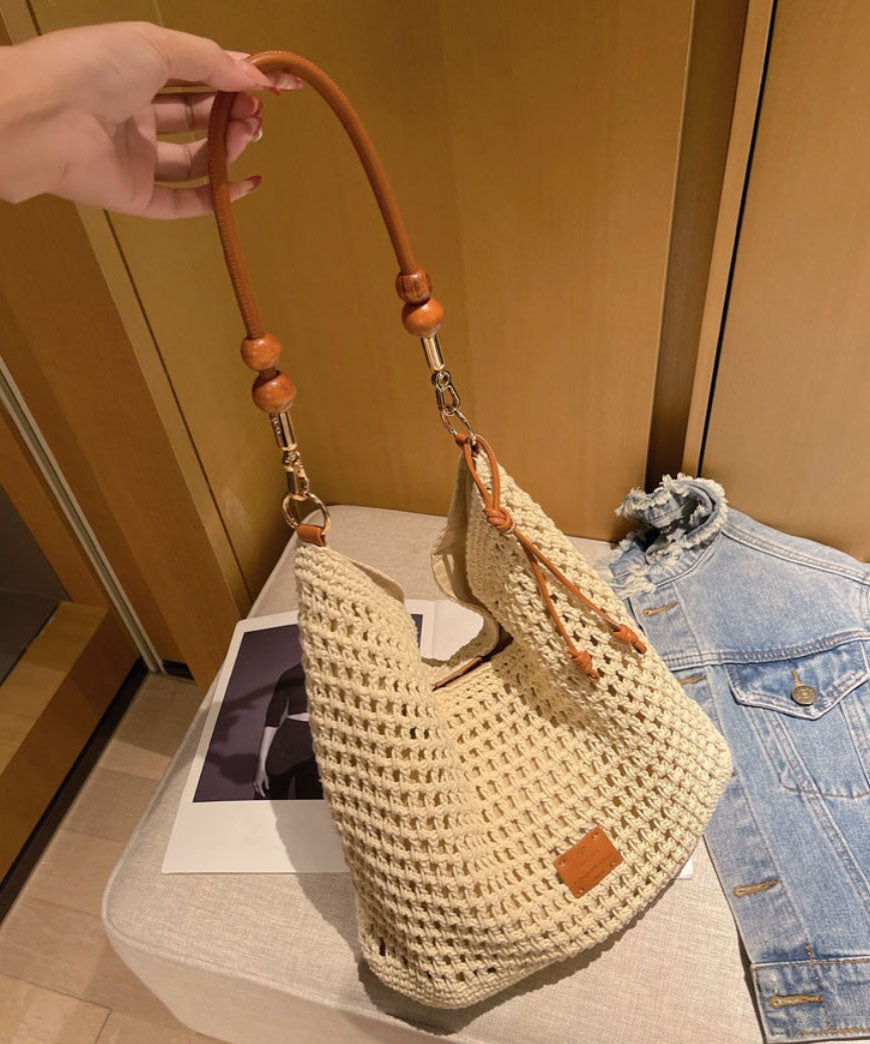 Apricot Bag Shoulder Capacity Straw Large New Woven