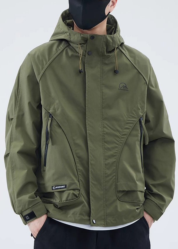 Green Spring Coat Cotton Men New Army Zippered Hooded