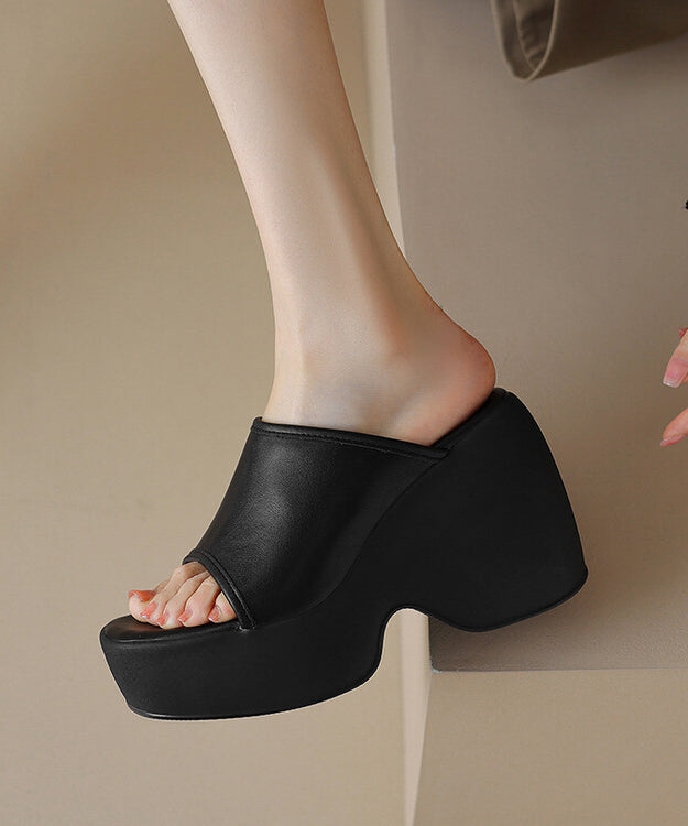 Beige New Sandals Heels Peep High Toe Wedge Slide