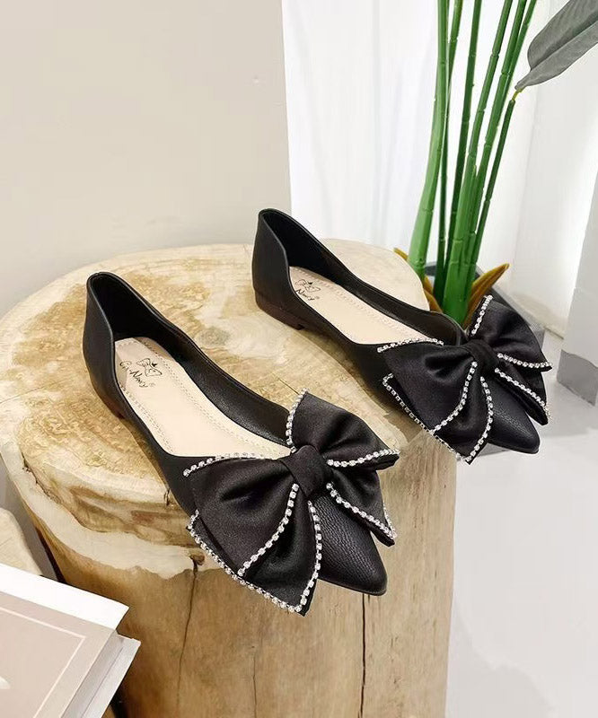 New Flat Comfy Bow Splicing Shoes Black