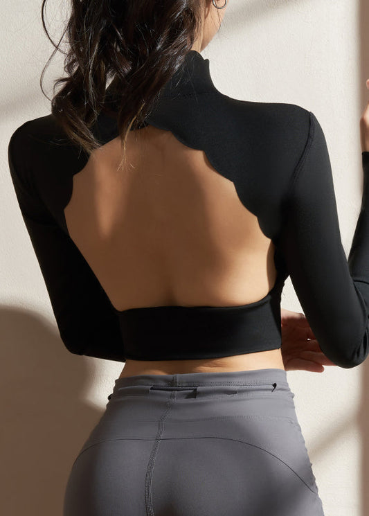 New Fitting Black Neck Loose Tops High Workout Spring