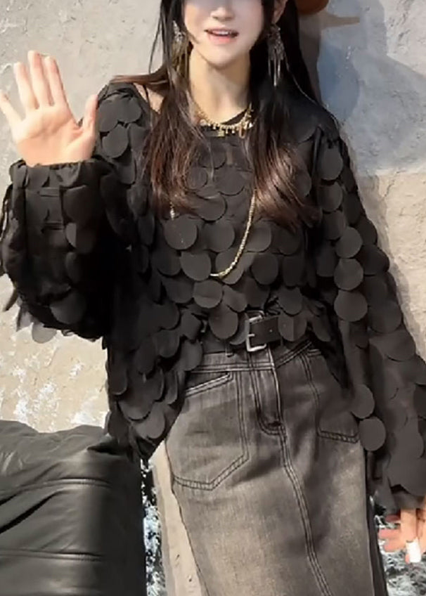 New Black O-Neck Original Design Solid T Shirts Spring TY013