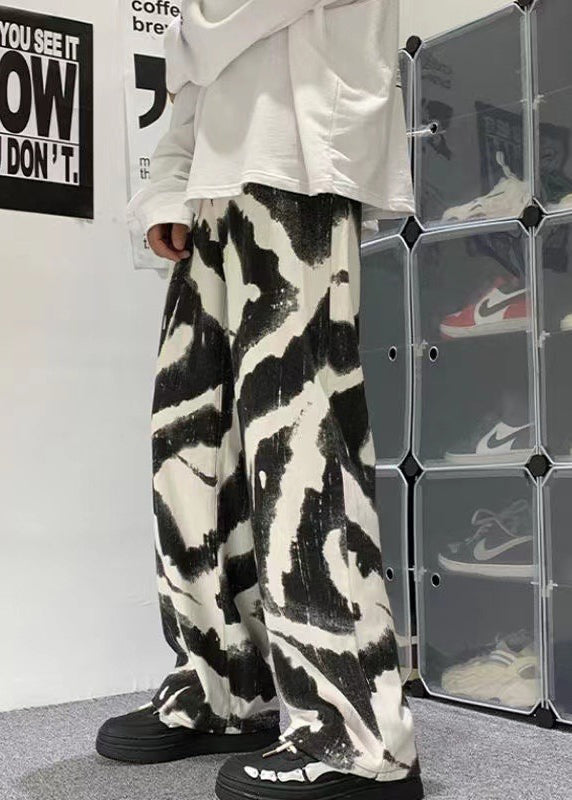 Mens Pants Tie Dye Cotton Casual Clothing New Black Oversized