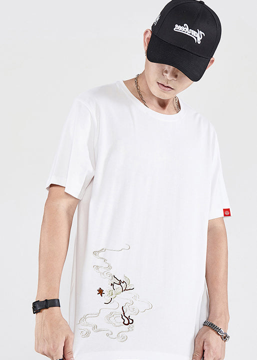 Embroideried T Phoenix Shirt Men Cotton Summer New Black