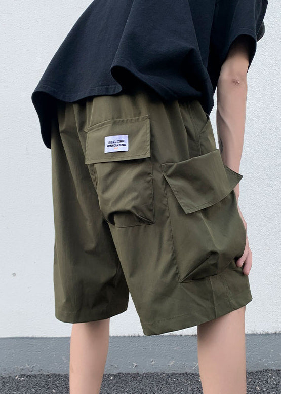 New Summer Elastic Black Shorts Cotton Pockets Waist Mens