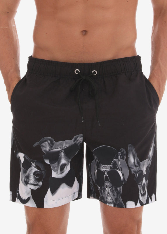 Summer Waist Mens Lace Elastic Print Cotton Shorts Black Up New