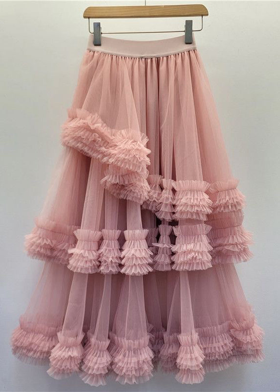 Summer Elastic Waist New Tulle Black Skirt Ruffled