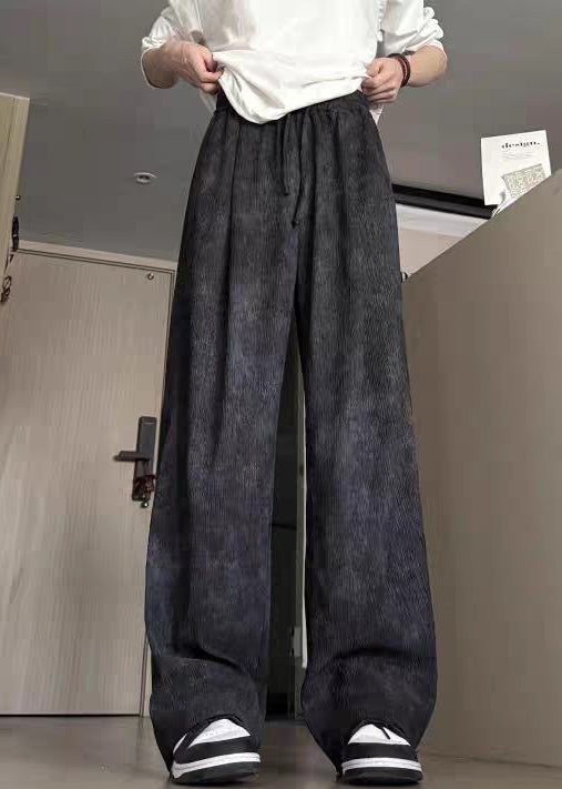 Tie Cotton Dye New Men Pants Elastic Summer Waist Black