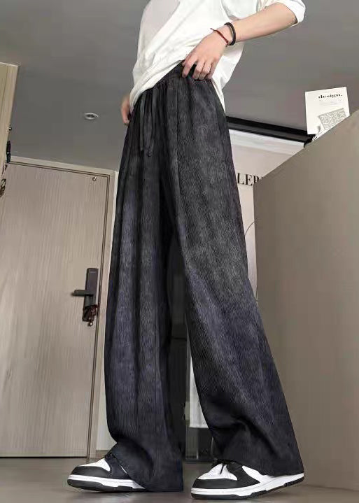 Tie Cotton Dye New Men Pants Elastic Summer Waist Black